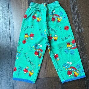 Vintage 1989 playskool boys corduroy pants size 12 mos green kids train print el